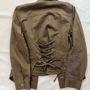 Brown Together button down top with tie back